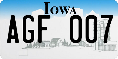 IA license plate AGF007