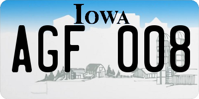 IA license plate AGF008
