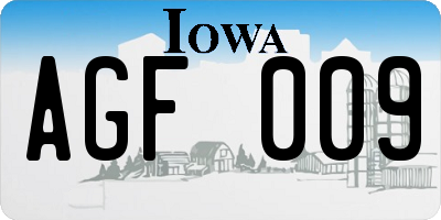 IA license plate AGF009