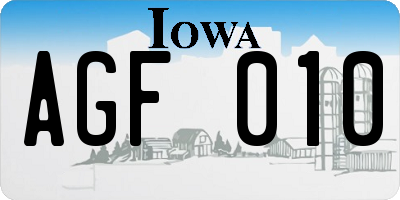 IA license plate AGF010