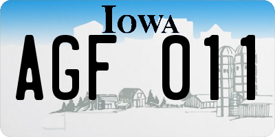 IA license plate AGF011
