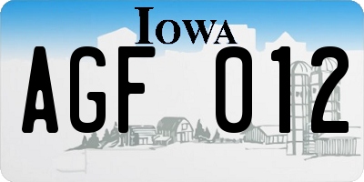 IA license plate AGF012