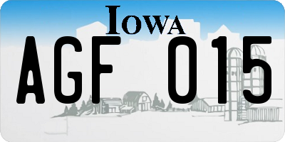 IA license plate AGF015