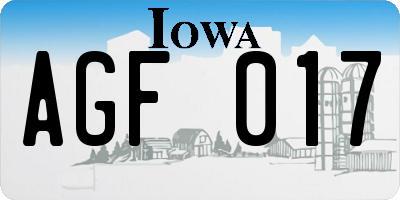 IA license plate AGF017