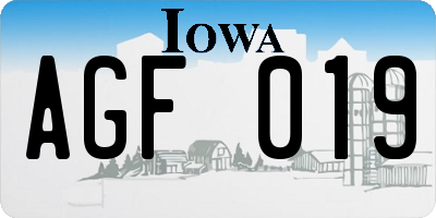IA license plate AGF019