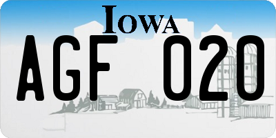 IA license plate AGF020