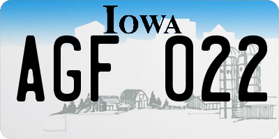 IA license plate AGF022