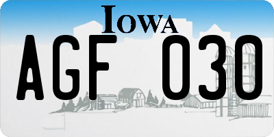 IA license plate AGF030
