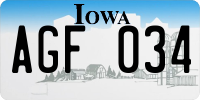 IA license plate AGF034