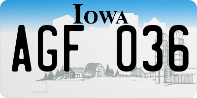IA license plate AGF036