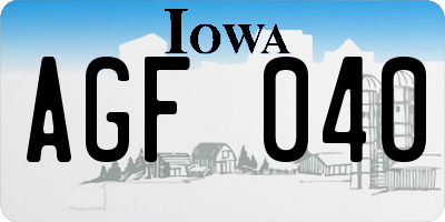 IA license plate AGF040
