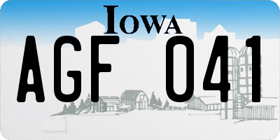 IA license plate AGF041