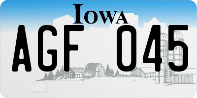 IA license plate AGF045