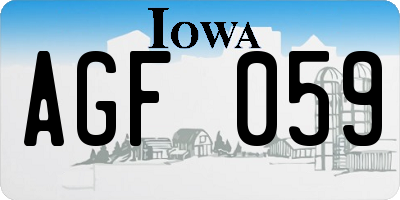 IA license plate AGF059