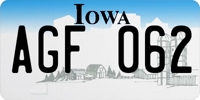 IA license plate AGF062