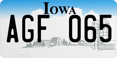 IA license plate AGF065