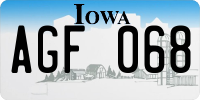IA license plate AGF068