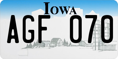 IA license plate AGF070