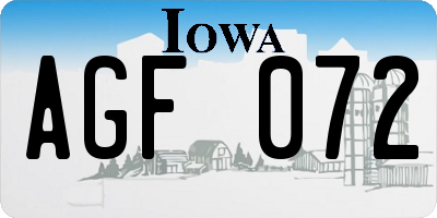 IA license plate AGF072