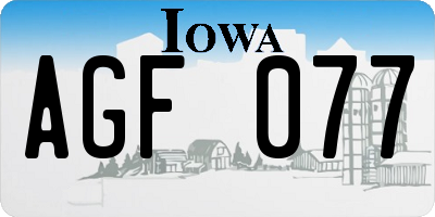 IA license plate AGF077