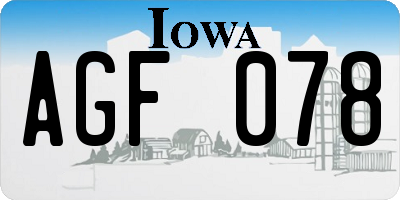 IA license plate AGF078