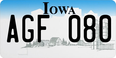 IA license plate AGF080