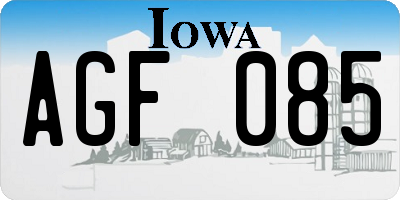 IA license plate AGF085