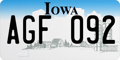 IA license plate AGF092