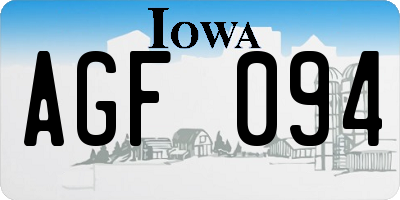 IA license plate AGF094