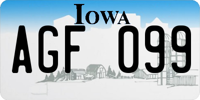 IA license plate AGF099