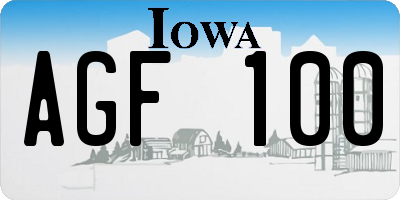 IA license plate AGF100