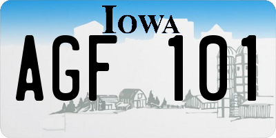 IA license plate AGF101