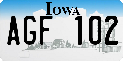 IA license plate AGF102