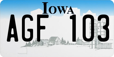 IA license plate AGF103