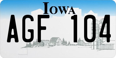 IA license plate AGF104
