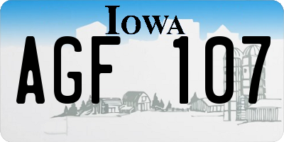 IA license plate AGF107