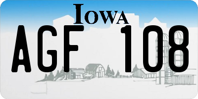 IA license plate AGF108