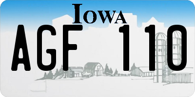 IA license plate AGF110