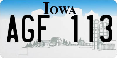 IA license plate AGF113