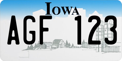 IA license plate AGF123