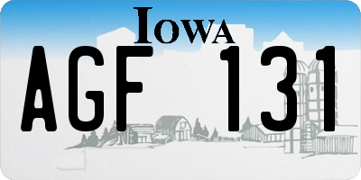 IA license plate AGF131