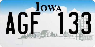IA license plate AGF133