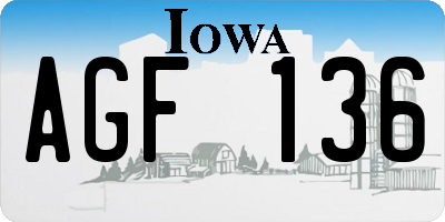 IA license plate AGF136