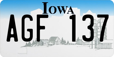 IA license plate AGF137