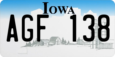 IA license plate AGF138