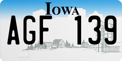 IA license plate AGF139