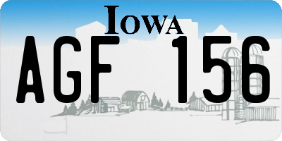 IA license plate AGF156