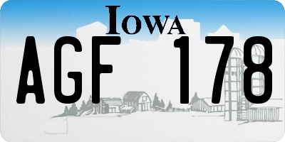 IA license plate AGF178