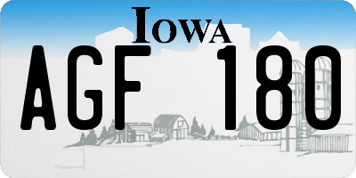 IA license plate AGF180