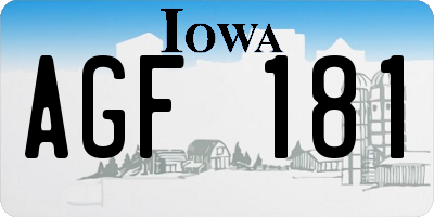 IA license plate AGF181